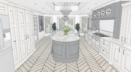 Sketched Image Design of Kitchen
